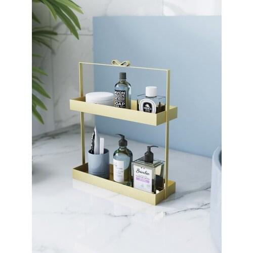 European-style Desktop Cosmetic Storage Box Metal Perfume Rack Bathroom Vanity Finishing Rack Metal Paint Bathroom Storage Rack