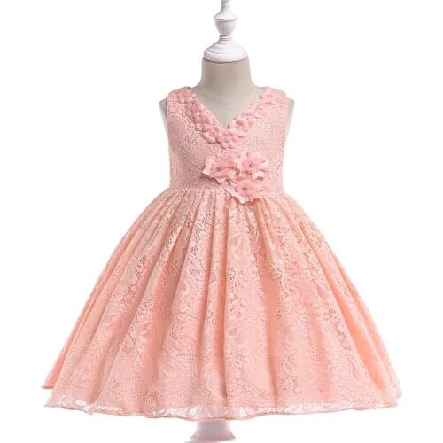 2018 New Flowers Girl Dresses Sleeveless Wedding Dresses With Lace Elegant Flower Bow First Communion Dresses Girl Clothes 3-10Y