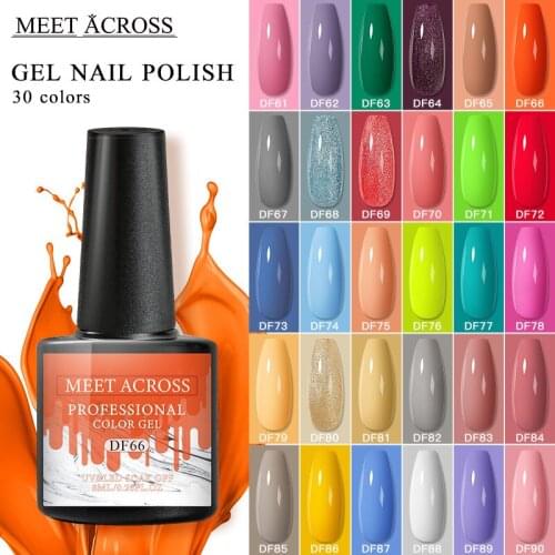 MEET ACROSS 8ML Pure Nail Polish Regular Nail Art Hybrid Varnishes Base Top For Gel Polish Soak Off UV LED Gel Lacquers Manicure