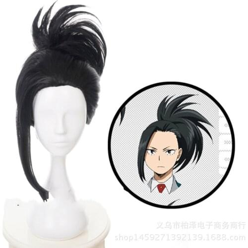 My Hero Academia Boku no Hiro Akademia Momo Yaoyorozu Black Cosplay Wig+Wig Cap