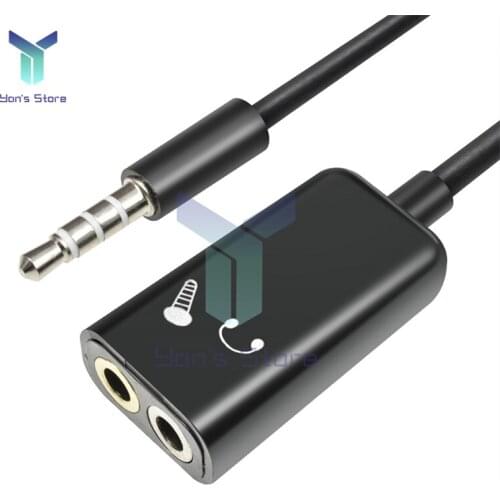 2 in 1 3.5mm Separator Adapter Splitter Stereo Audio Cable Adapter Connector Male to Headphone Headset + Microphone Mic for PC