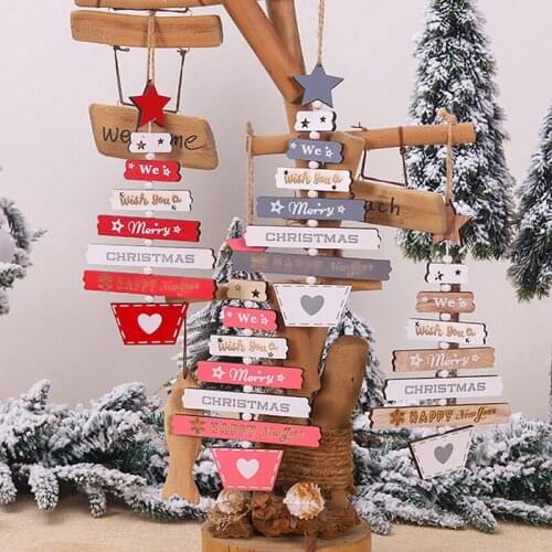 Christmas Tree Pendant Colored Wooden Pendant Creative Alphabet Christmas Tree Decoration Pendant Christmas Decoration