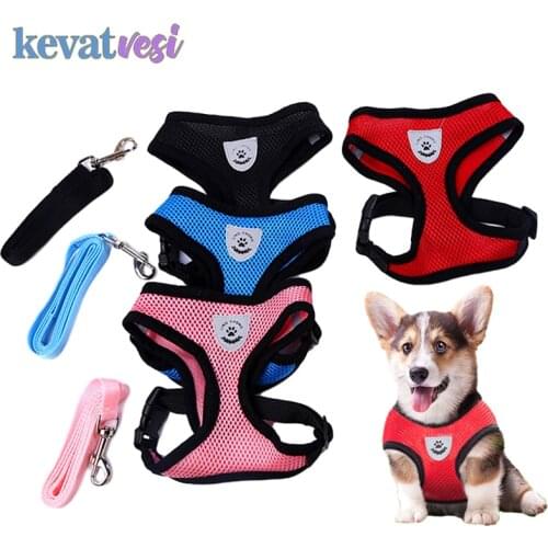 Adjustable Dog Harness Vest Breathable Nylon Puppy Cat Small Dog Harness and Leash Set Chihuahua Chest Strap Leash