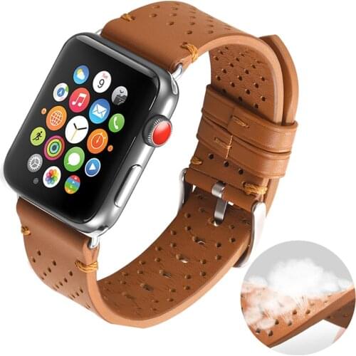 Genuine Leather Watchbands Belt for Apple Watch Series 5 4 44mm Women Men Cowhide Watch Band Strap iWatch 3 2 1 42mm Accessories