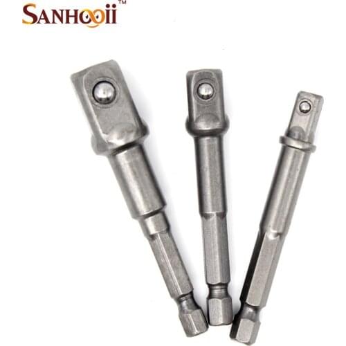 SANHOOII Socket Bit Adapter Drill Nut Driver Power Extension Bar 3pc Set 1/4'' 3/8'' 1/2'' Tools