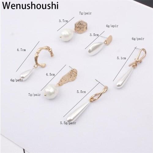 WENUSHOUSHI simulated pearls irregular earrings Korean elegant jewelry for women gifts alloy nickel free wufj021