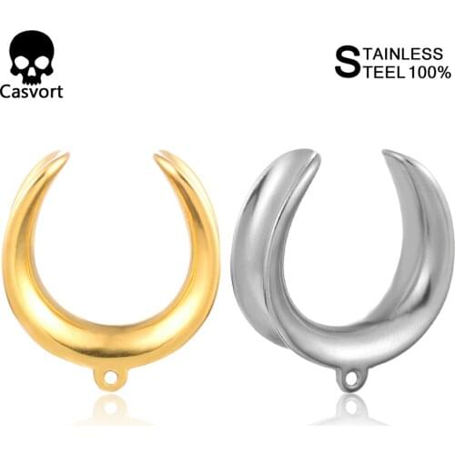 Casvort 2 PCs Stainless Steel Ear Piercing Stretcher Plug Fashion Tunnels for Dangles DIY Ear Gauges Saddle Tunnels