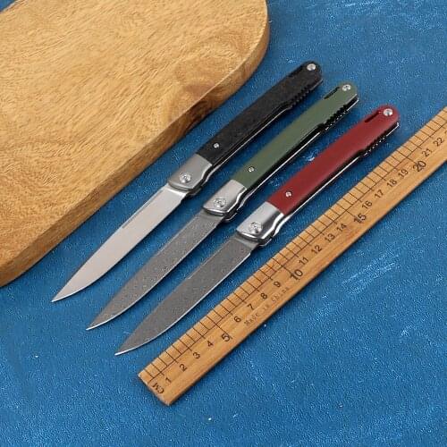 Fat Dragon Design Damascus/M390 folding knife, G10 handle, titanium/carbon fiber handle, outdoor hiking, camping, hunting, fruit