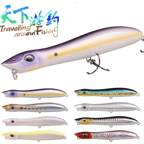 TAF Popper Pencil Fishing Lure Snake Head Topwater Floating Wobbler 140mm 25.69g 7Colors High Quality Artificial Hard Bait Pesca