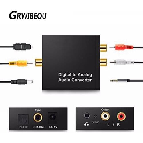 New Toslink Coaxial Optical Fiber Digital to Analog Audio AUX 3.5mm Jack RCA L/R Converter SPDIF Digital Audio Decoder Amplifier