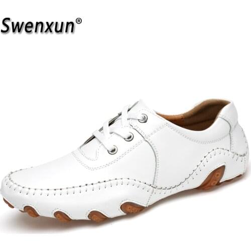 Fashsion Genuine Leather Shoes High Quality Mens Casual Shoes Comfortable Zapatillas Men Flats Man Shoes Leather Genuine