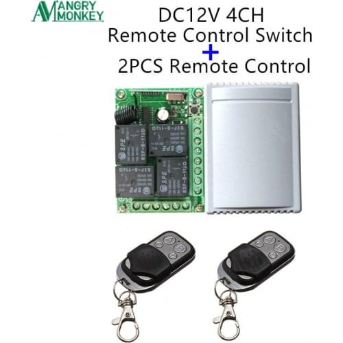 433Mhz Universal Wireless Remote Control Switch DC 12V 4CH relay Receiver Module and 2pcs RF Transmitter 433 Mhz Remote Controls