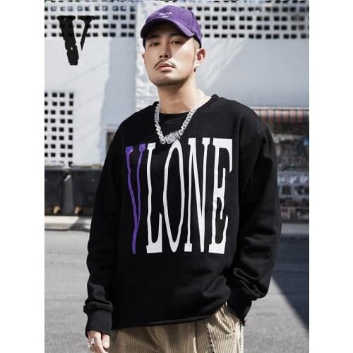 VLONE Sweatshirts Womens Purple Big V Trend Loose High Street Casual Round Neck Long Sleeve Mens Trend