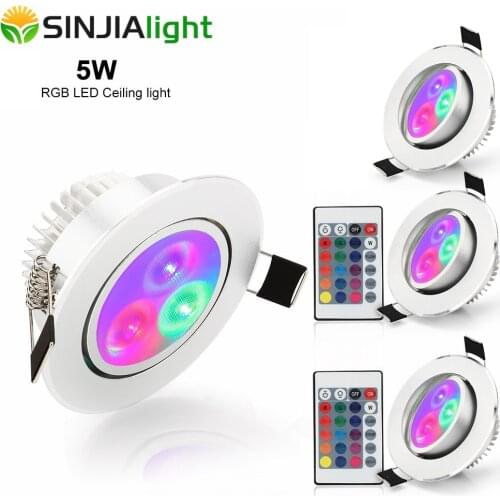 4pcs/lot 5W RGB LED Downlight Ceiling Lights Recessed Spotlight with RGB Controller Lampada led lamp for stage party decoration