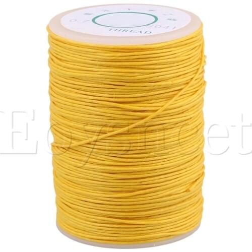 0.7mm Dia 100m Yellow Round Waxed Thread Leather Craft Sewing Cord