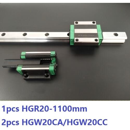 1pcs linear guide rail HGR20 1100mm + 2pcs HGW20CA/HGW20CC linear carriage blocks for CNC router parts Made in China