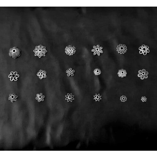 10pcs Antique Silver Color Flower Shape Alloy Beads End Caps For Jewelry Making Findings Needlework DIY Accessories Supplies