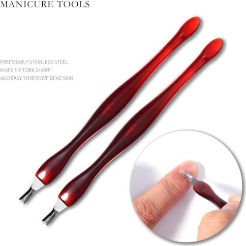10PC/Set Stainless Steel Nail Cuticle Pusher Art Fork For Trim Dead Skin Fork Nipper Pusher Trimmer Cuticle Remover Manicure