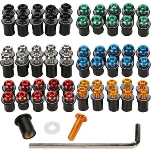 10pcs 5mm/0.20in Motorcycle Windscreen Windshield Bolt Screw Kit Green Black Red Silver For All Sports Motorcycles