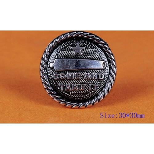 10X 30MM COME AND TAKE IT TEXAS CANNON STAR GONZALEZ FLAG CONCHOS SCREW BACK FOR DIY LEATHERCRAFT WALLET KEY CHAIN OPENER