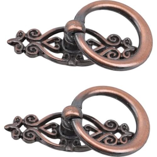 2Pcs/set Vintage Kitchen Cabinet Cupboard Dresser Door Drawer Ring Pulls Handle Knobs Zinc Alloy Furniture Pull Knob