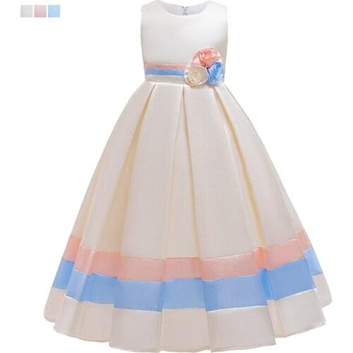 2021 Girls Dress Sleeveless Long Skirt Bright Silk Bark Satin Wedding Dress Long Evening Dress