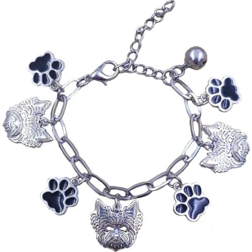 2021 Retro Yorkshire Terrier Dalmatian Bull Terrier Samoyed Stainless Steel Charm Chain Bracelets Dog Animal Men Women SB007