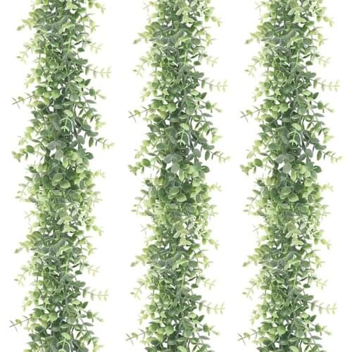 3 Pack Artificial Eucalyptus Garland, Faux Vines Greenery Garland Wedding Backdrop Arch, 6 Feet/Pcs Hanging Plant