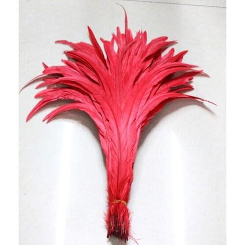 Free Shipping 100pcs red Rooster Tail feather 12-14inches 30-35cm Dyed conque/cock tail Feathers