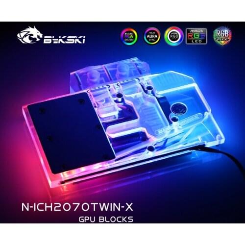 Bykski Gpu Water Cooling Block use for Inno3D RTX 2060 Twin X2 / Full Cover Copper Radiator Block/3PIN 5V A-RGB / 4PIN 12V RGB