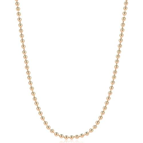 14K Solid Gold jewelry 14ct Real yellow Gold 1.8mm beads chain necklace for woman