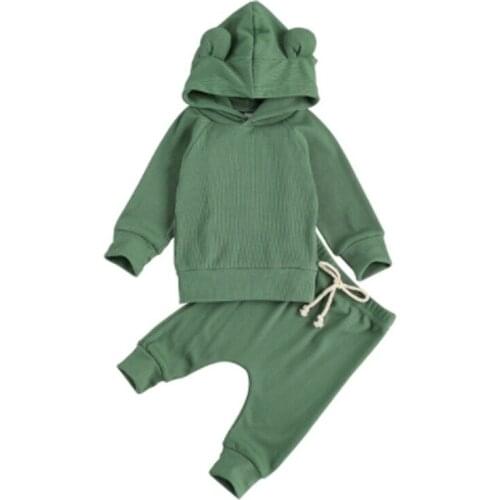 Spring Autumn Baby Girl Clothes Clothing Sets For Babies Clothes For Newborns Hoodie Ear Jacket+Pants Outfit Set 2 Pcs Bodysuit