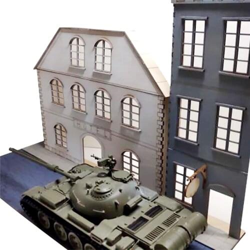 DIY 1/35 European Urban Street Scenes Diorama Wooden Assembly Model Kit Scenery Sand Table Model Parts