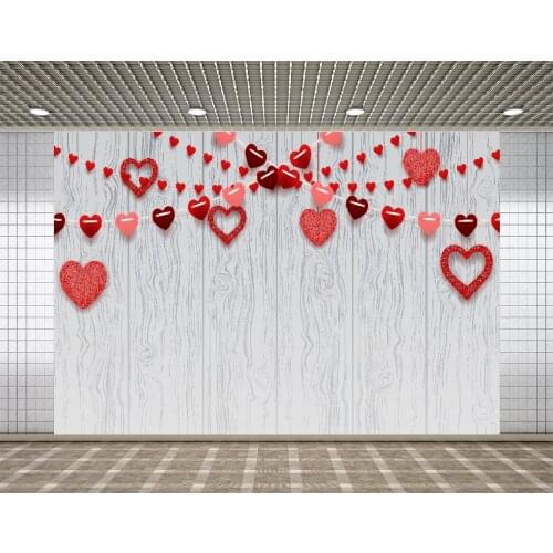 Lyavshi Valentines Day Backdrops Wreath Heart Wooden Texture Birthday Party Photography Background Photo Studio