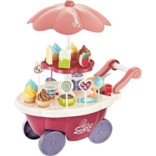 Ice Cream Toy Cart For Kids Educational Trolley Truck Music Lighting And Rotating