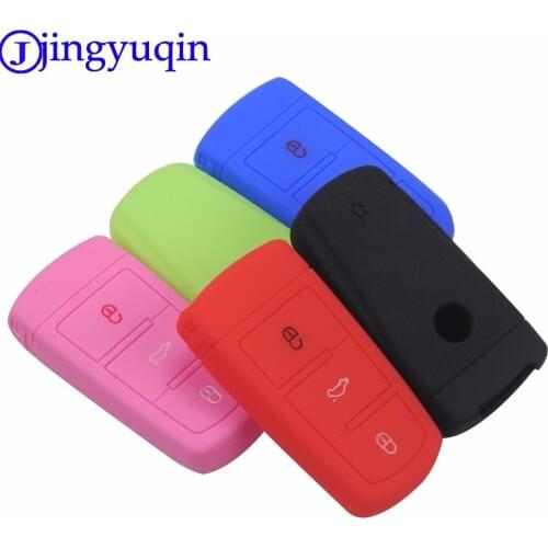 Jingyuqin 3 Buttons Remote Silicone Car Fob Key Case Cover For VW VOLKSWAGEN CC Passat Magotan Smart Key