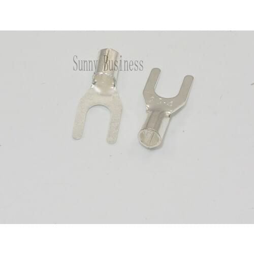 100PCs Spade Fork Terminal Connector Non-Insulated Uninsulated 22-18 16-14GA AWG Gauge #4