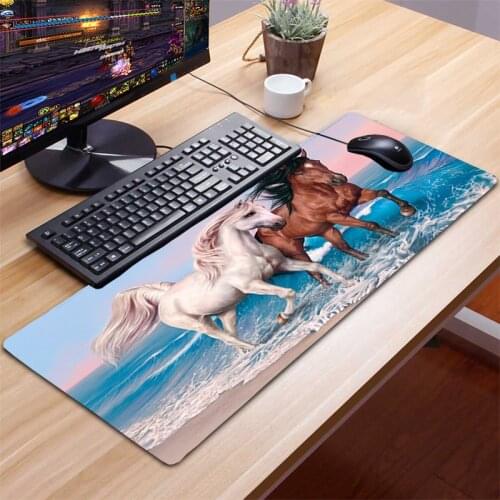 Dark white Horse Mouse Pad Mat Computer Mousepad 90x40cm Natural Rubber L Mouse pad gamer desk mat Computer Gamer keyboard Mouse