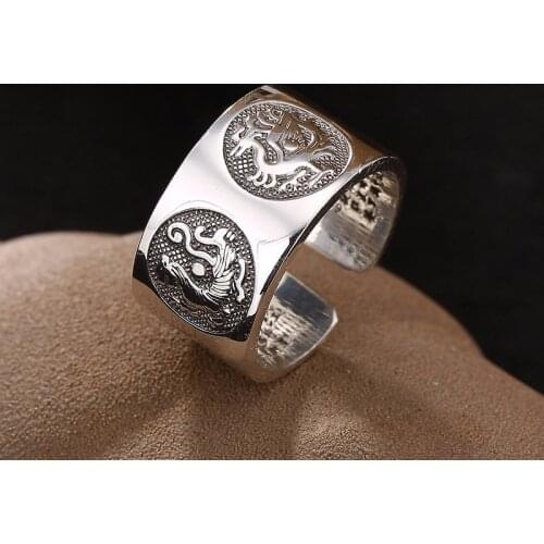 L&P Pure 925 Sterling Silver Ring For Women&Men,Four Scared Animal Adjustable Ring Fine Jewellry Gift AJ