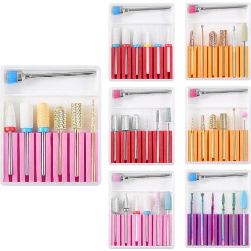 7PCS Ceramic Diamond Nail Drill Set Milling Cutter for Manicure Rotary Burr Clean Bits Electric Machine Accessory 2.35mm File