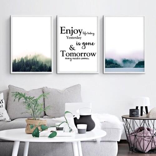 Foggy Forest Landscape Canvas Poster Print Nordic Modular Wall Art Painting Modern Home Decoration Picture for Living Room