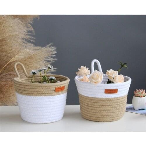 Nordic Style Cotton Rope Woven Hanging Storage Baskets Garden Plant Hanger Sundries Organizer Bin Kids Toys Keys Finishing Box
