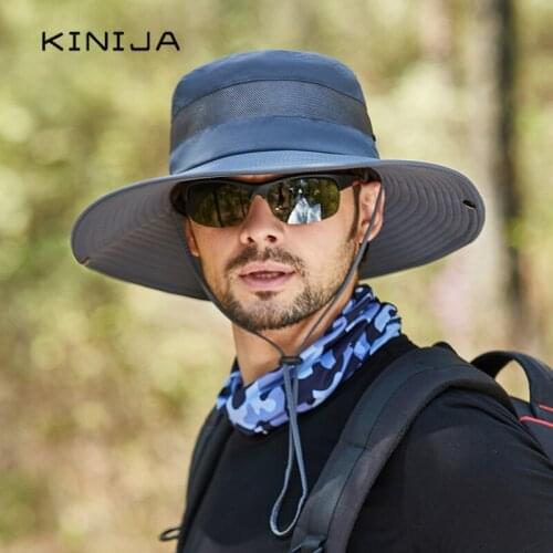 Summer new fishing fisherman hat for men outdoor cycling hiking uv protection sun cap Breathable Dual purpose Button bucket hat