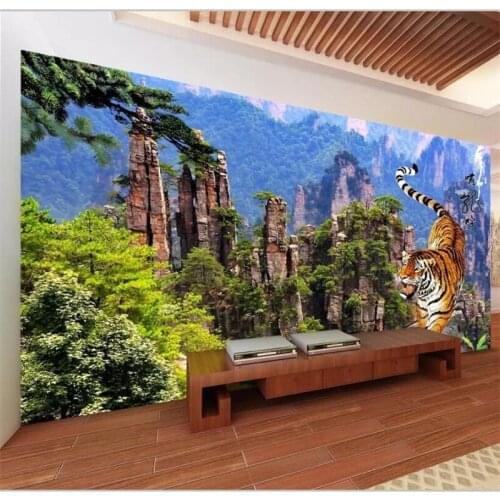 Beibehang Wallpaper custom living room bedroom mural HD tiger Xianghu Jucai beautiful mountain TV background wall decoration