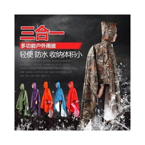 3 in 1 Raincoat Backpack Rain Cover Rain Coat Hood Hiking Cycling Rain Cover Poncho Waterproof Tent Waterproof Outdoor Poncho