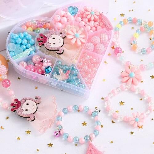 DIY Handmade Beaded Toy with Accessory Set Children Creative Heart-shaped Jewelry Making Toy Educational Toys for Girls Gift