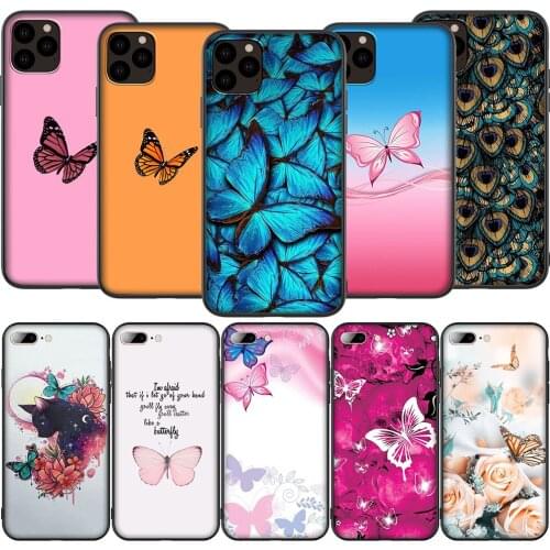 Lavaza K34 Butterfly On The Cat Nose Silicone Soft Case for iPhone 12 Mini 11 Pro XS Max XR X 8 7 6 6S Plus 5 5S SE 2020