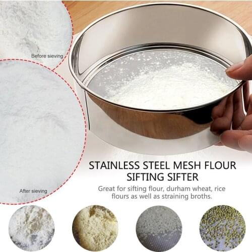 Kitchen Fine Mesh Flour Sifter Professional Round Stainless Steel Flour Sieve Strainer Tamis Flours Mesh Rice Sieve Mesh