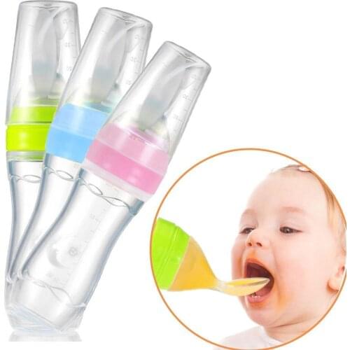 Infant Kids Toddler Nipple Pacifier Baby Feeding Spoon Tools Milk Bottle Silicone Unique Spoon Lid Food Supplement
