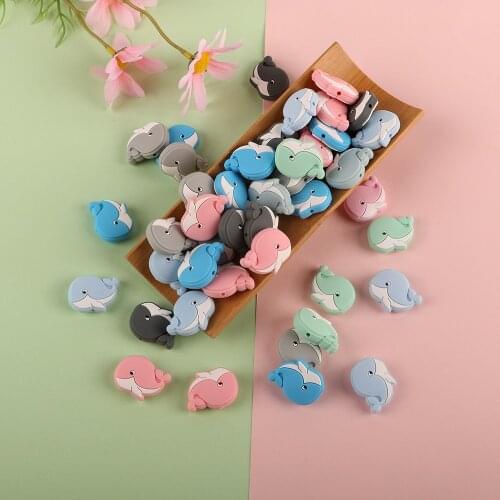 Sunrony 50pcs Whale Shape Silicone Beads Baby Molar Teether Bead DIY Pacifier Chain Jewelry Accessories
